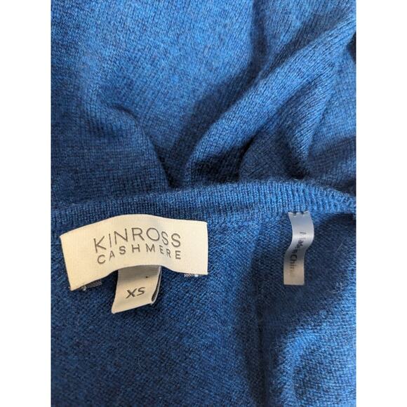 Kinross Cashmere Womens Sz XS Crew Neck Sweater Blue 100% Cashmere Long Sleeves - Picture 7 of 8